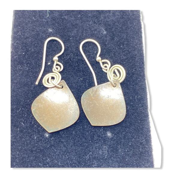 Silver Tone Dangle Pierced Ear Embossed 1/2 ” - Picture 3 of 3